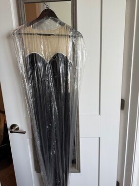 Black Strapless Evening Gown with Sheer Nude Illusion